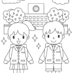 小学校の入学のぬりえ
