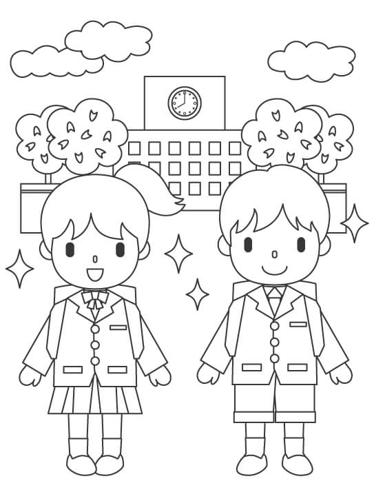 小学校の入学のぬりえ