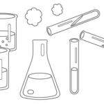 フラスコやビーカーのぬりえ