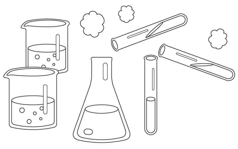 フラスコやビーカーのぬりえ