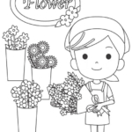 花屋の店員さんのぬりえ