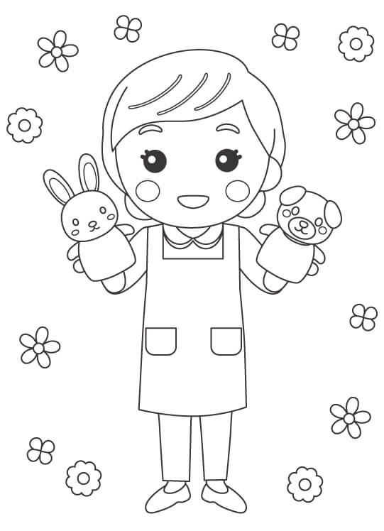 保育士さんのぬりえ