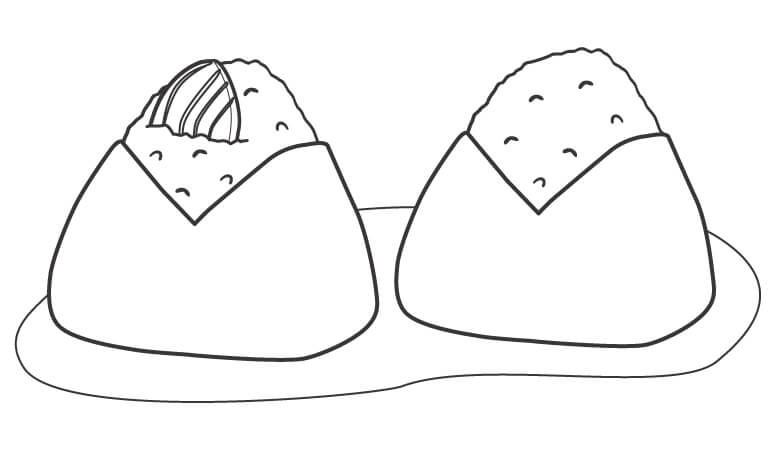 二つのおにぎりのぬりえ