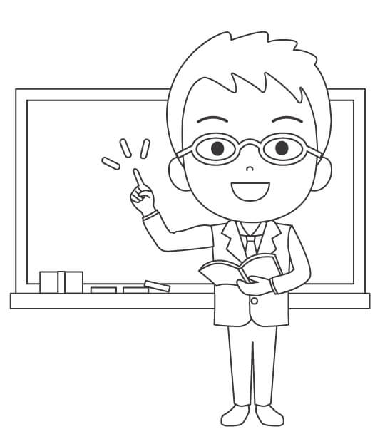 学校の先生のぬりえ