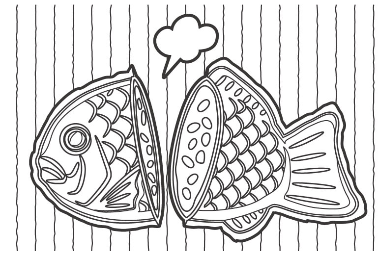 ほくほくのたい焼きのぬりえ