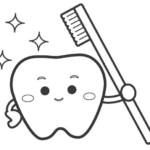 歯のキャラクターのぬりえ