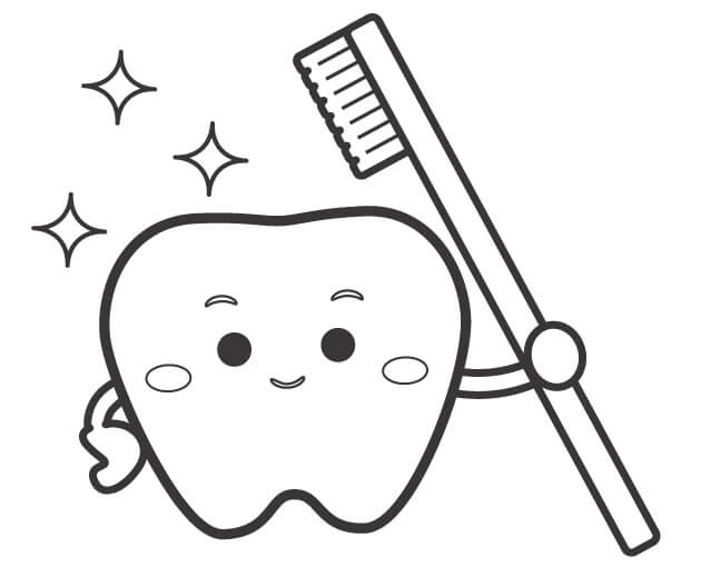 歯のキャラクターのぬりえ