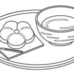 和菓子とお茶のぬりえ