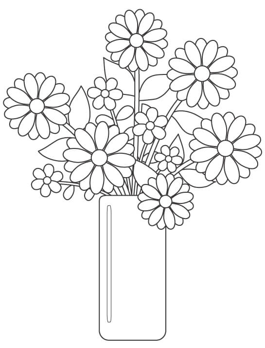 花瓶に生けた花のぬりえ