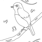 囀っているオオルリのぬりえ