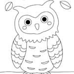 可愛らしいフクロウのぬりえ