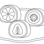 フルーツ大福のぬりえ