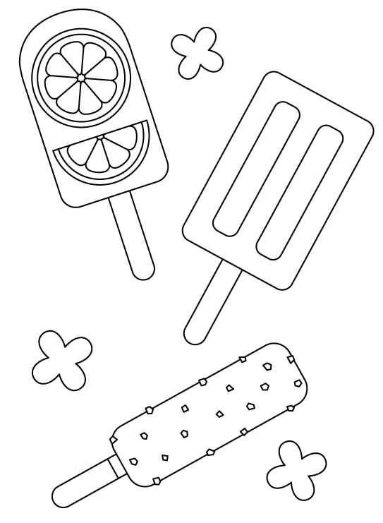 いろいろなアイスキャンディーのぬりえ