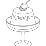 チェリーがのったプリンのぬりえ