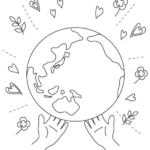 エコをイメージした地球のぬりえ